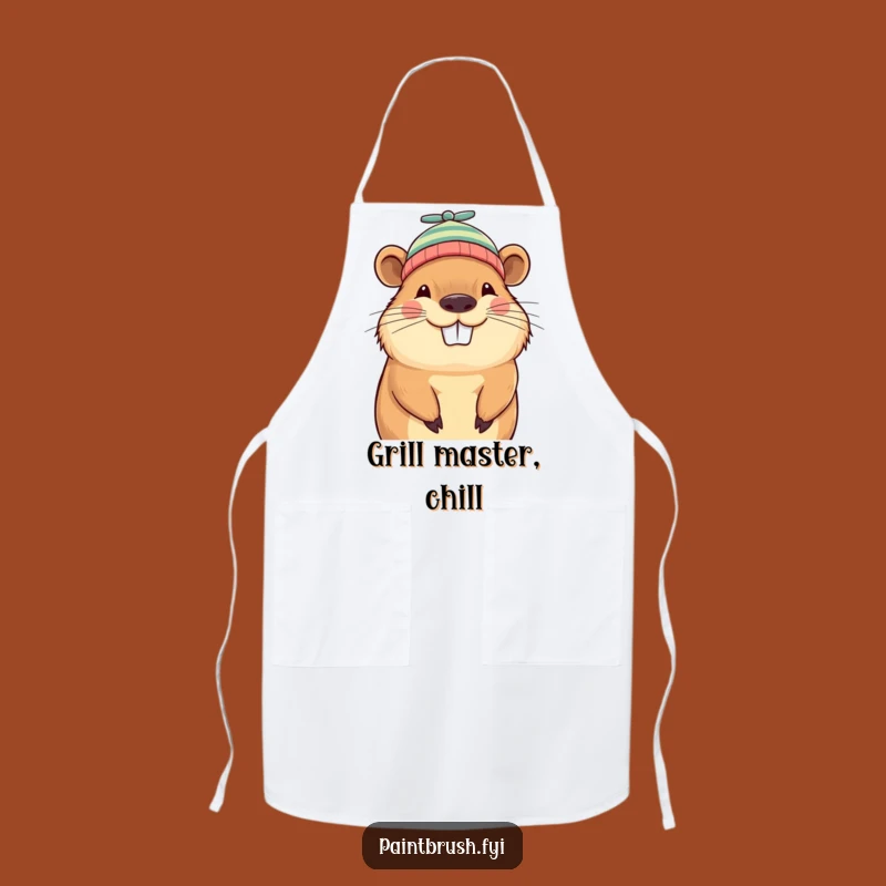 Funny Capybara Beanie Apron: Grinning Character Kitchen Fun Gift