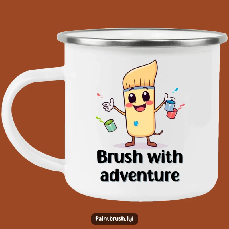 Funny Paintbrush Camping Mug: Adventure with Artistic Humor, Great Gift