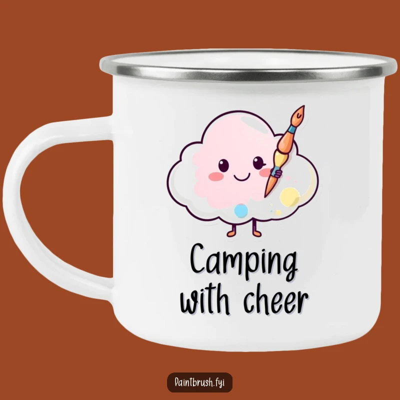Funny Paintbrush Cloud Camping Mug: Outdoor Smiles Creator, Perfect Funny Gift for Campers