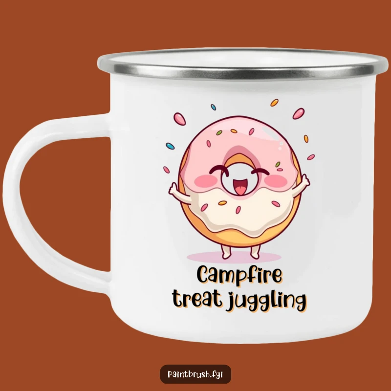 Durable Donut Juggling Camping Mug - Funny Sprinkles Drinkware for Outdoors