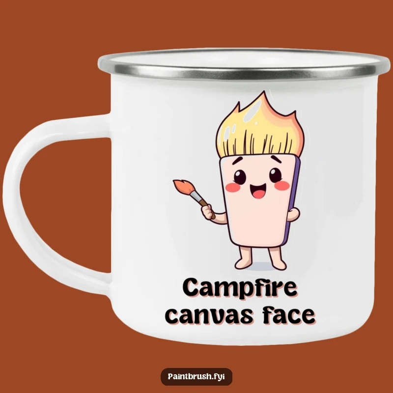 Funny Art Camp Mug - Paintbrush Face & Outdoor Humor Gift