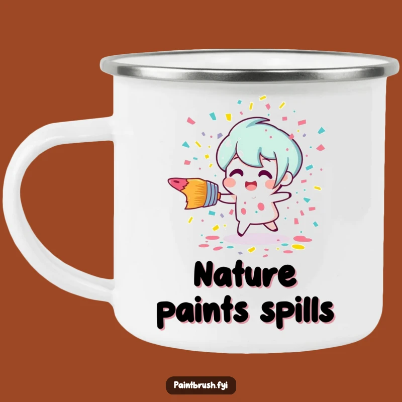 Funny Art Camp Mug - Tripping Paintbrush & Confetti Adventure Gift