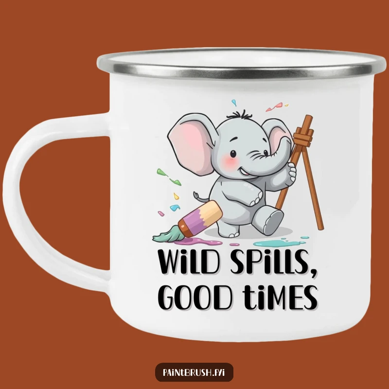 Funny Elephant Camping Mug: Coffee and Artistic Mishaps in the Wild