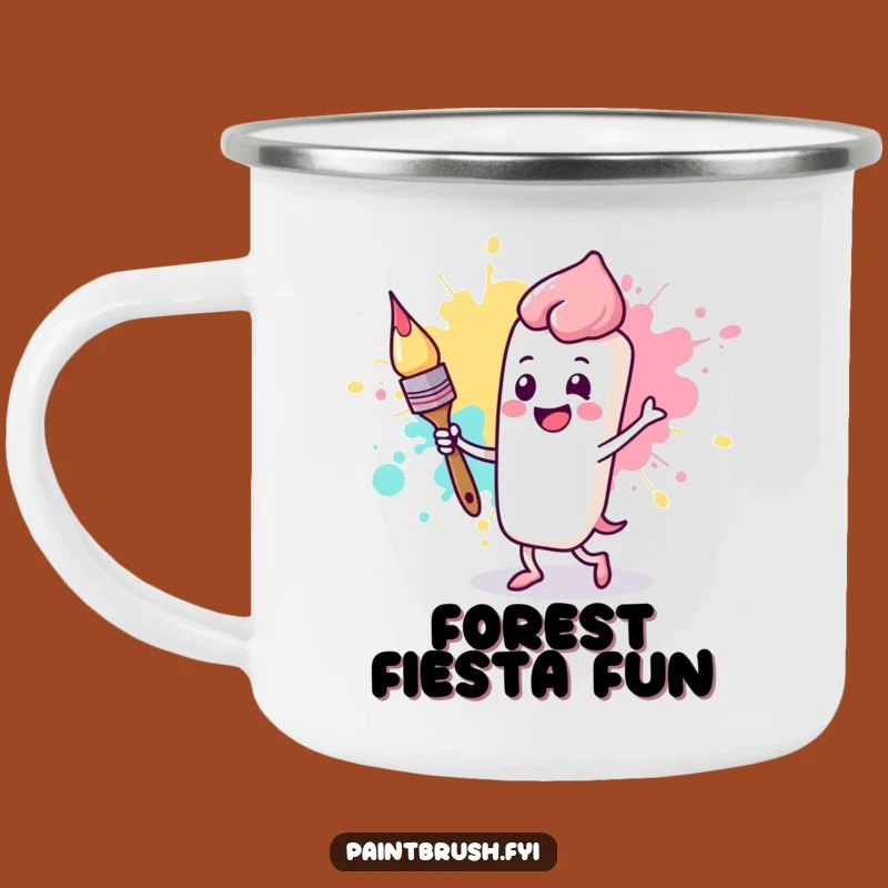 Funny Happy Paintbrush Camping Mug: Art Adventure Fun, Joyful Outdoors
