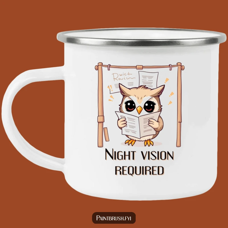 Funny Owl Art Camping Mug - Durable and Hilarious Outdoor Companion