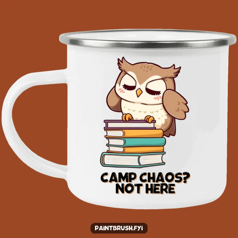 Funny Owl Camping Mug: Meticulous Book Organizer Enamel, Hilarious Outdoor Gift