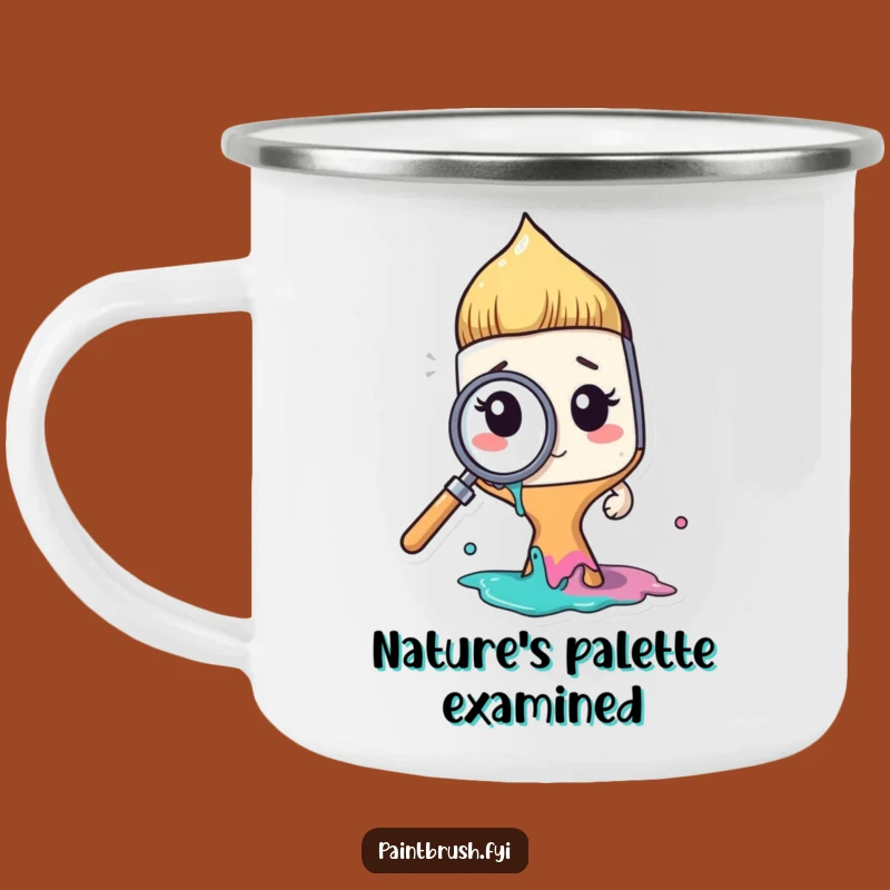 Funny Paintbrush Camping Mug: Curious Artist's Companion for the Outdoors