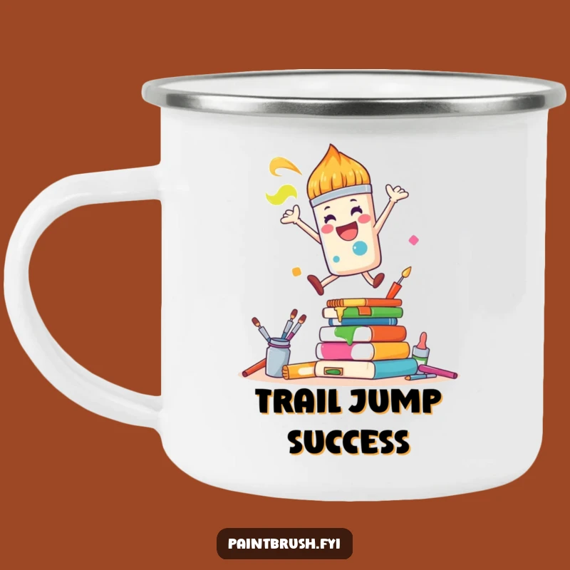 Funny Paintbrush Camping Mug: Joyful Art on the Go, Perfect Outdoor Gift!