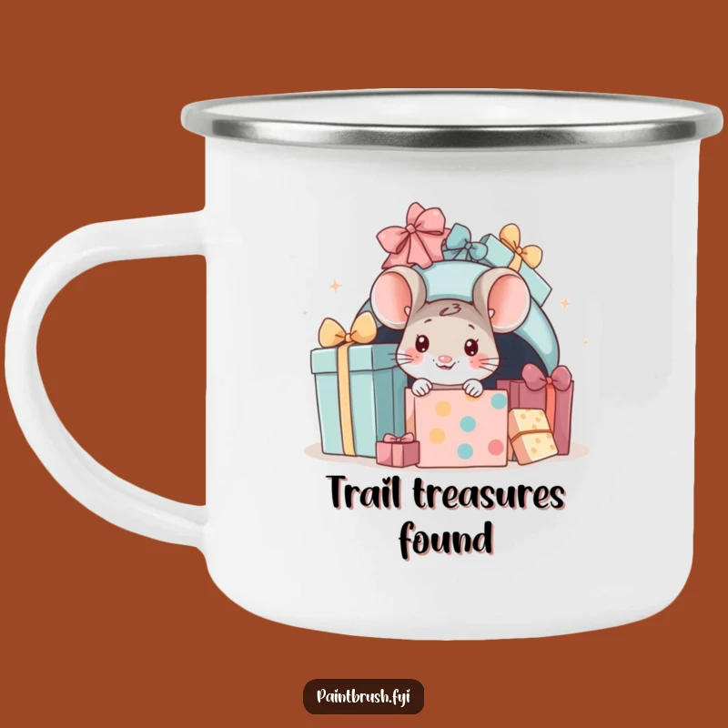 Funny Mouse Present Camping Mug: Peeking Character Adventure Drinkware