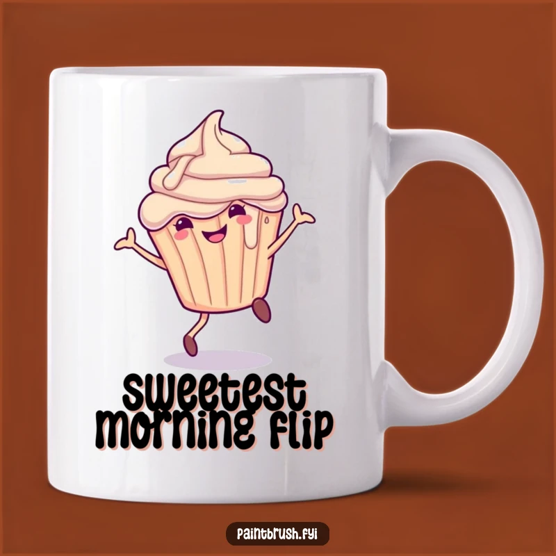 Cartwheeling Cupcake Funny Mug - Dripping Frosting Joyful Treat Gift