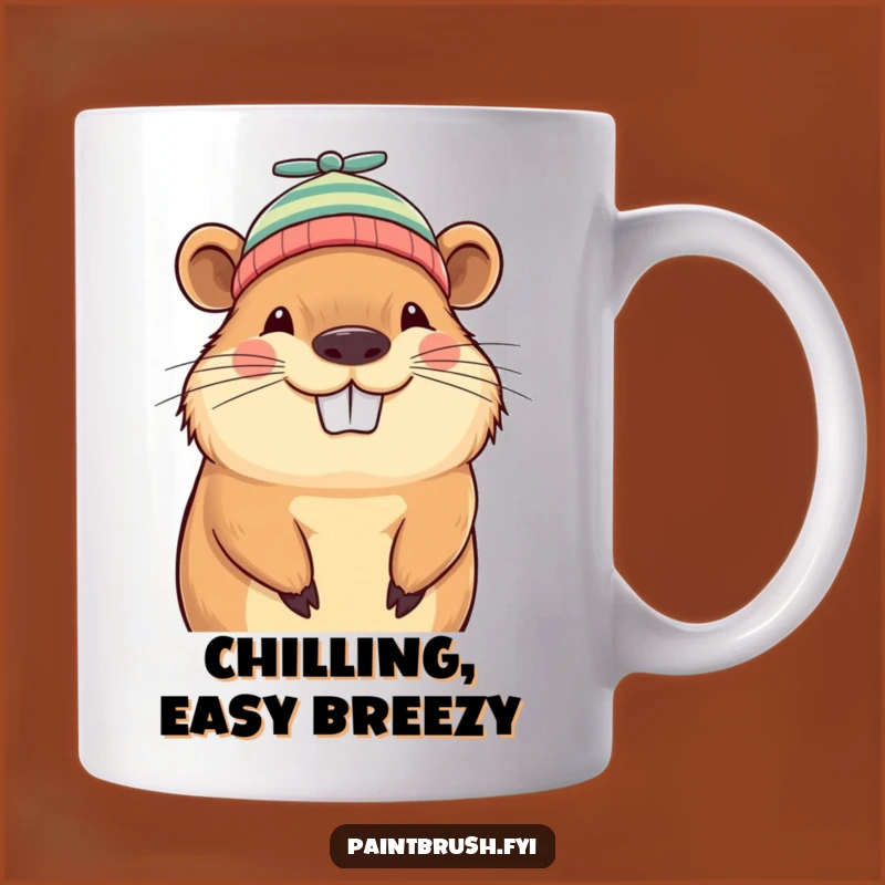 Funny Capybara Beanie Mug: Grinning Character Whimsy Gift Idea