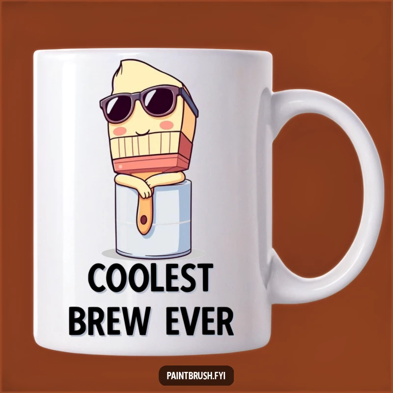 Funny Cool Brush Mug: Sunglasses Paintbrush Character - Hip Funny Gift