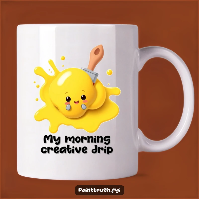 Funny Paintbrush Art Mug: Yellow Splash Surprise - Perfect Gift!