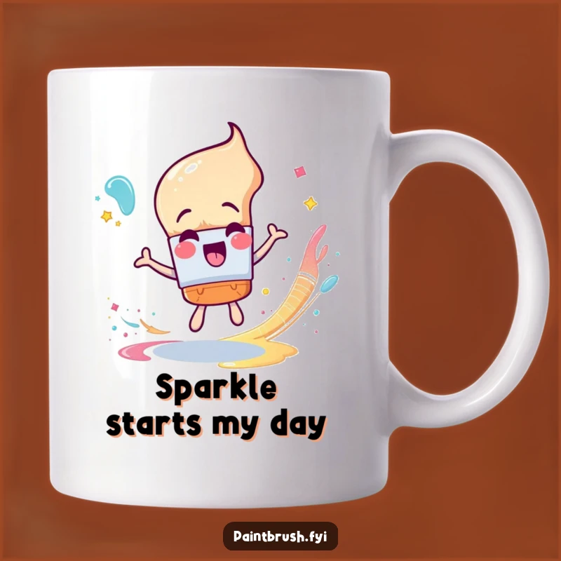 Funny Paintbrush Sparkle Mug: Dizzy Artist Creating Glittery Trails, Perfect Gift for Creatives