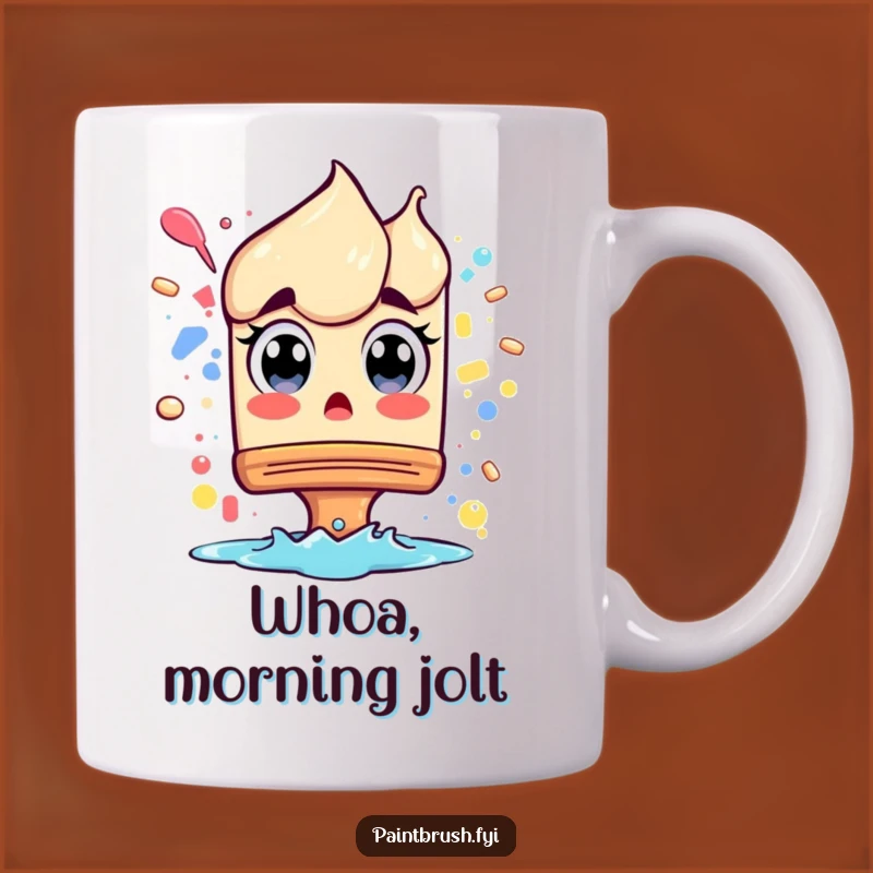 Funny Surprised Paintbrush Mug: Shocking Artist Gift for Unexpected Moments