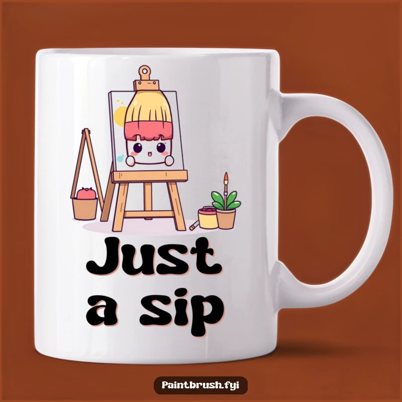 Funny Shy Paintbrush Mug: Peeking Artist, Perfect Gift for Introverted Creatives!