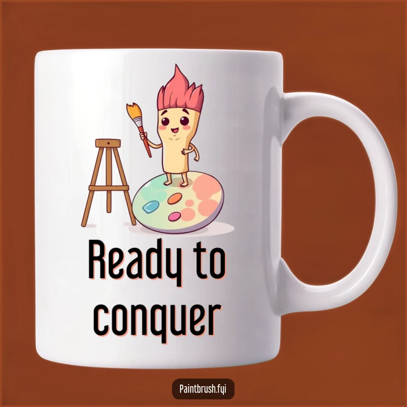 Funny Determined Paintbrush Mug: Artist's Grit Gift, Confident Creator