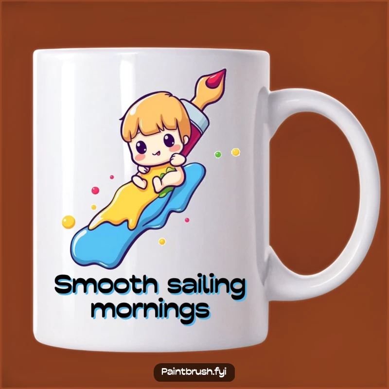 Funny Paintbrush Mug: Sliding into Fun with Rainbow Paint