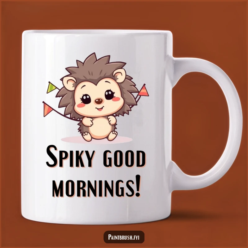 Funny Hedgehog Party Mug: Happy Character Banner Gift for Smiles