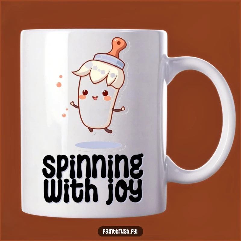 Funny Dancing Paintbrush Mug: Hat Party, Joyful Spin, Perfect Funny Gift for Artists