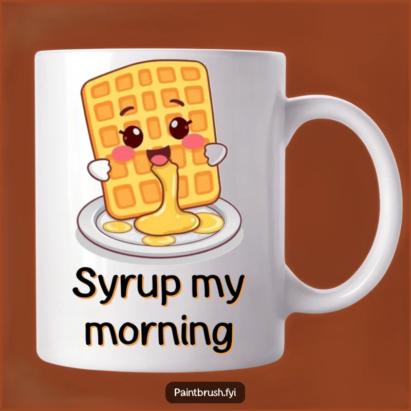 Funny Waffle Mug: Playful Syrup Splash, Deliciously Humorous, Perfect Funny Gift