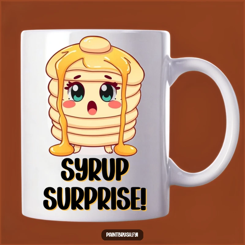 Funny Pancake Mug: Surprised Syrup Falls, Wide-Eyed Breakfast, Perfect Funny Gift