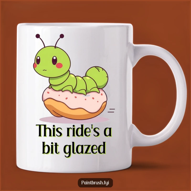 Funny Caterpillar Donut Ride Mug - Hilarious Breakfast Chase Gift for Foodies!