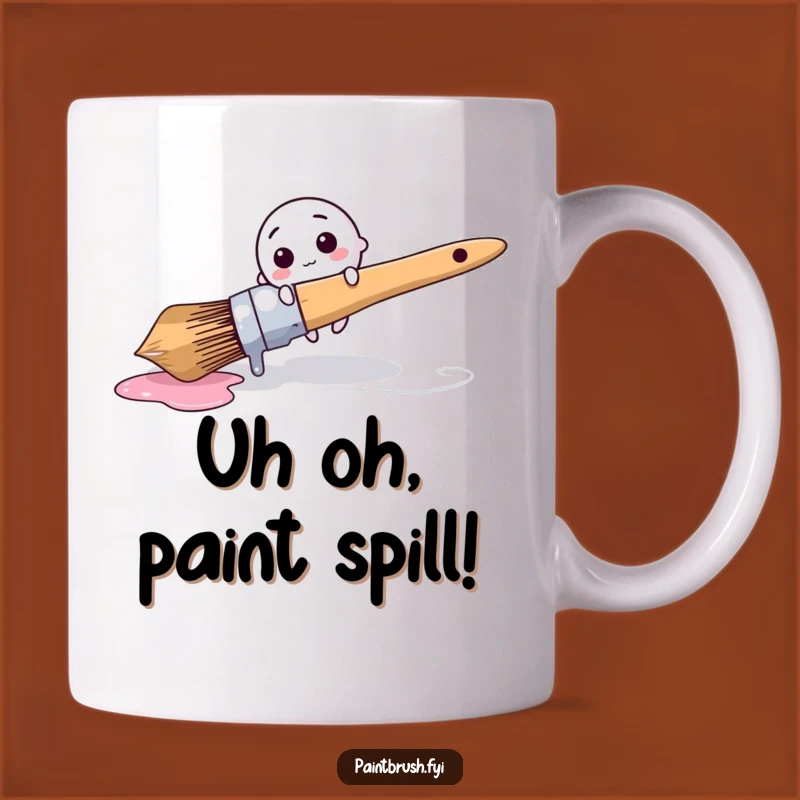 Funny Brush Trip Mug: Adorable Round Brush Character Gift for Artists