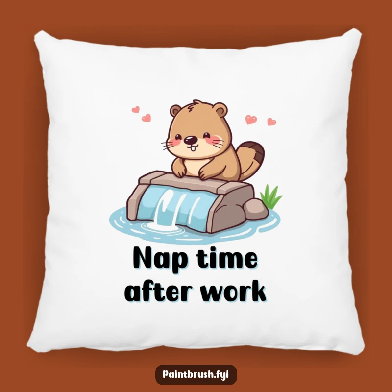 Funny Beaver Dam Builder Pillow: Diligent Character Accent, Cozy & Hilarious Decor