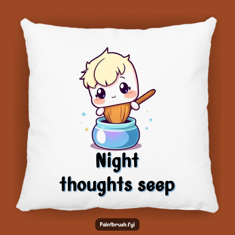 Funny Curious Paintbrush Pillow: Artistic Accent, Ink Lover's Comfort