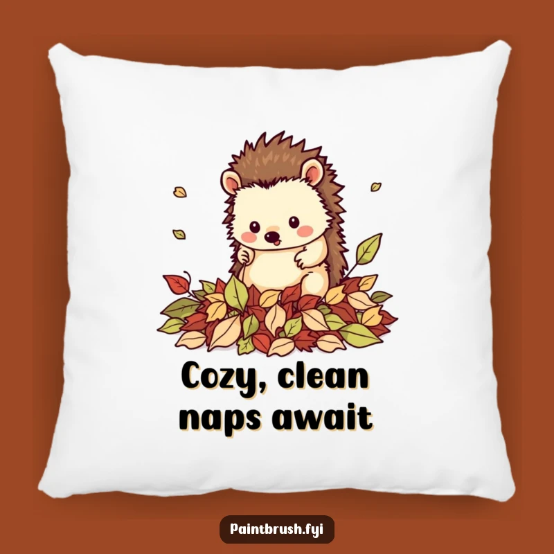 Funny Hedgehog Leaf Tidier Pillow: Neat Character Accent, Cozy & Hilarious Decor