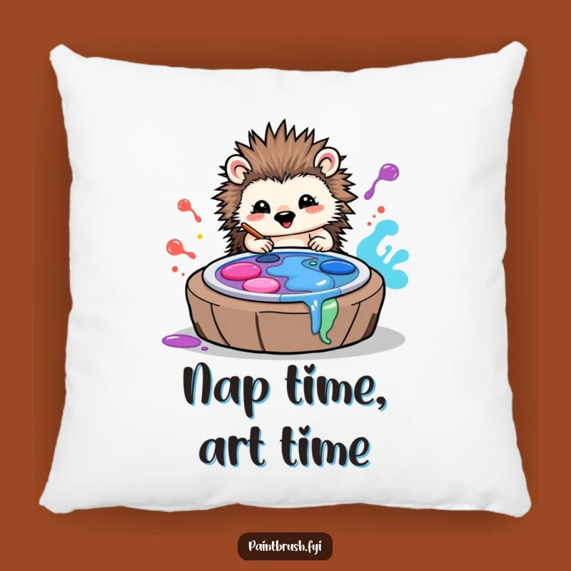 Funny Hedgehog Pillow: Cozy Comfort with Rolling Paint Artistry