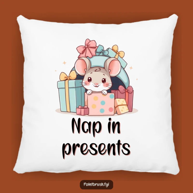 Funny Mouse Present Pillow: Peeking Character Comfort for Smiles