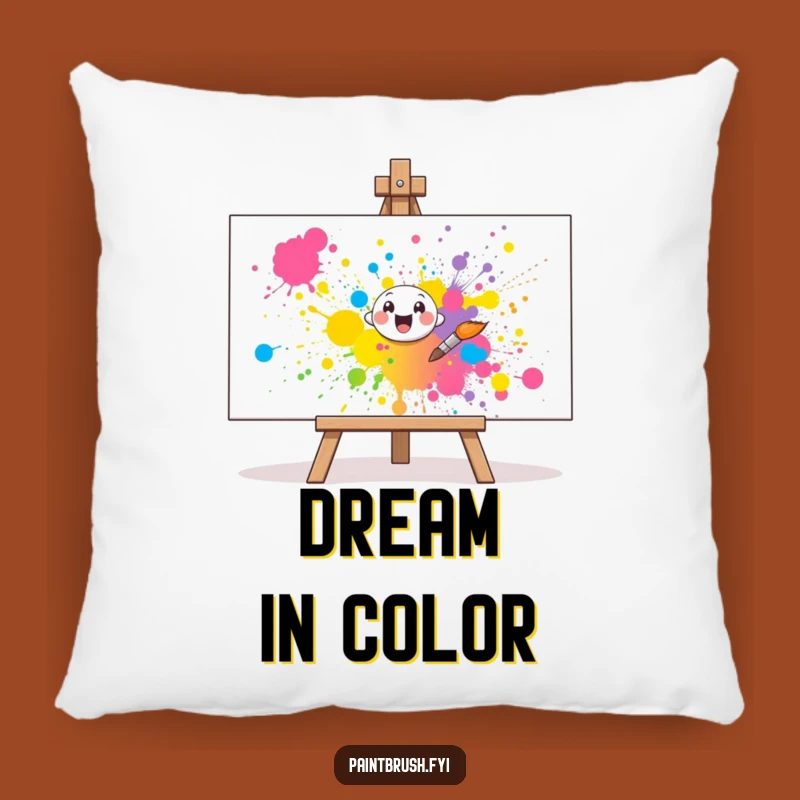 Funny Paintbrush Pillow: Cozy Comfort with Cheerful Splatter, Perfect Art Accent!