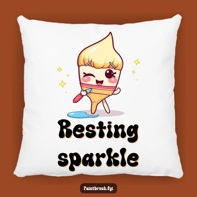 Funny Paintbrush Wink Pillow: Cozy Sassy Accent, Delightful Funny Gift for Playful Decor