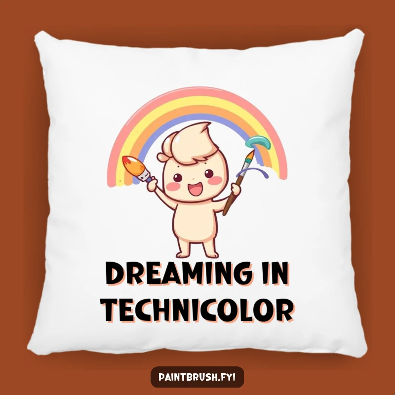 Funny Rainbow Painter Pillow: Cozy Comfort with Artistic Flair