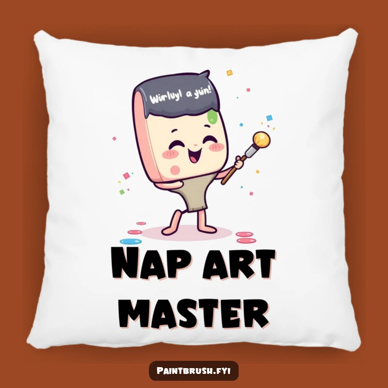 Funny Paintbrush Confetti Pillow: Cozy Artistic Joy Accent, Delightful Funny Gift for Decor