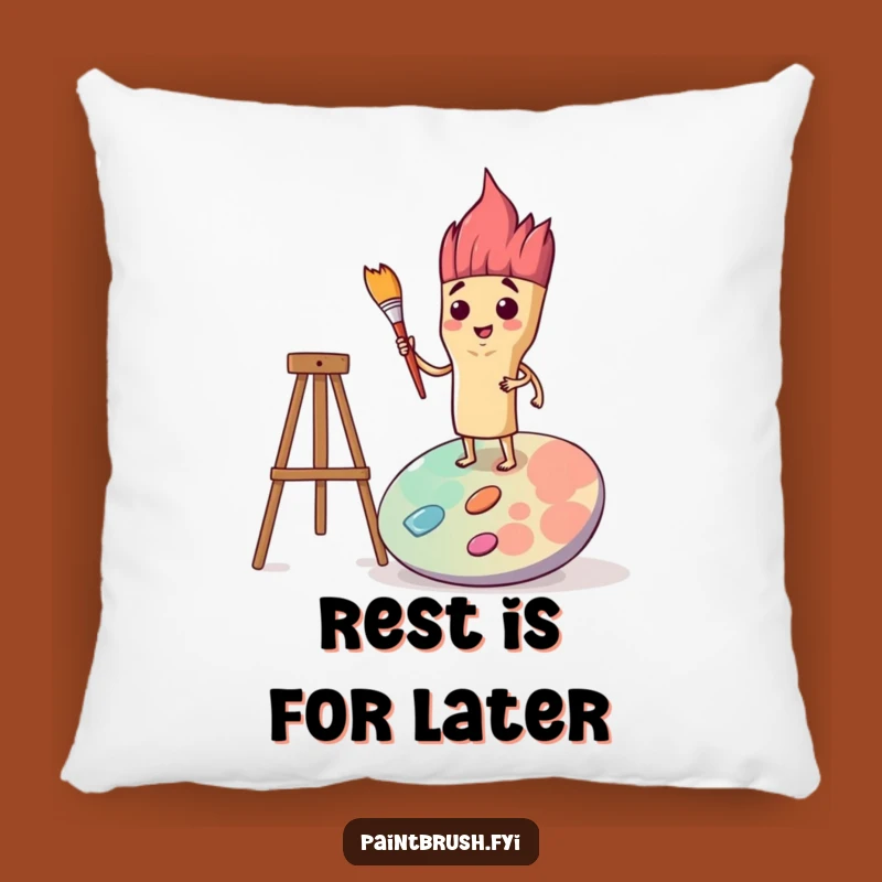 Funny Determined Paintbrush Pillow: Artistic Accent, Comforting Creator Gift
