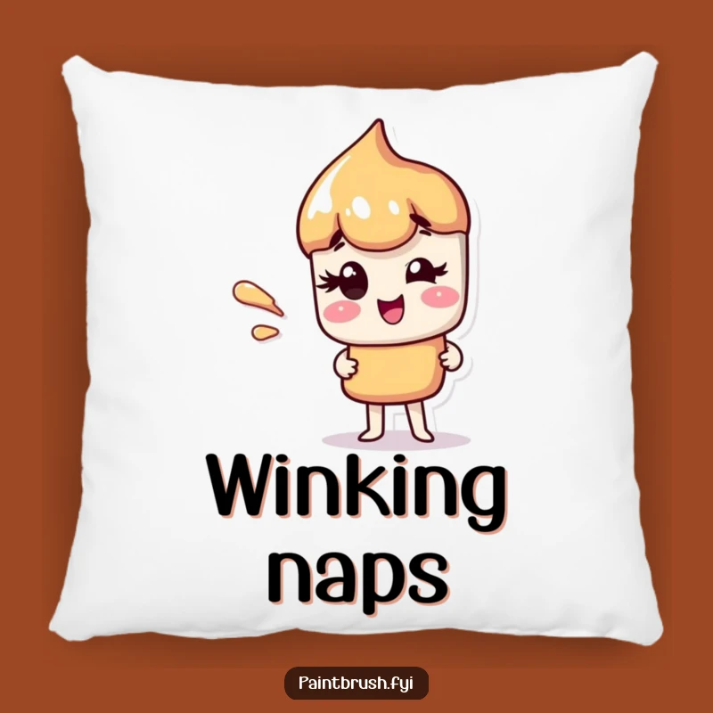 Funny Winking Paintbrush Pillow: Comfy charm for your artistic space