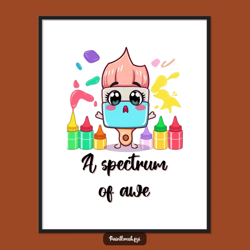 Funny Paintbrush Digital Art: Rainbow Surprise Print, Perfect Colorful Wall Decor!
