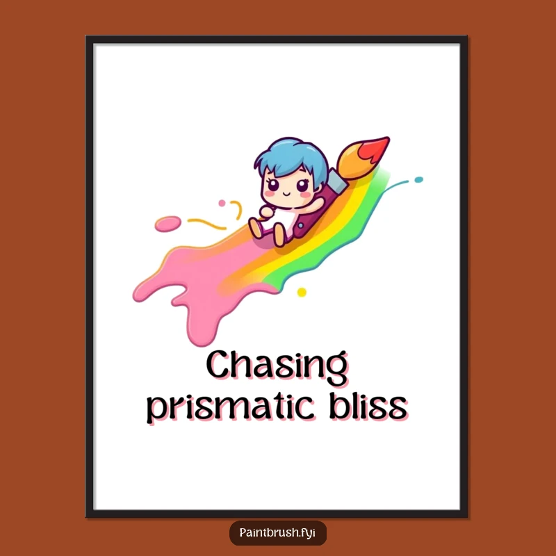 Funny Paintbrush Digital Art: Joyful Rainbow Print for Happy Spaces