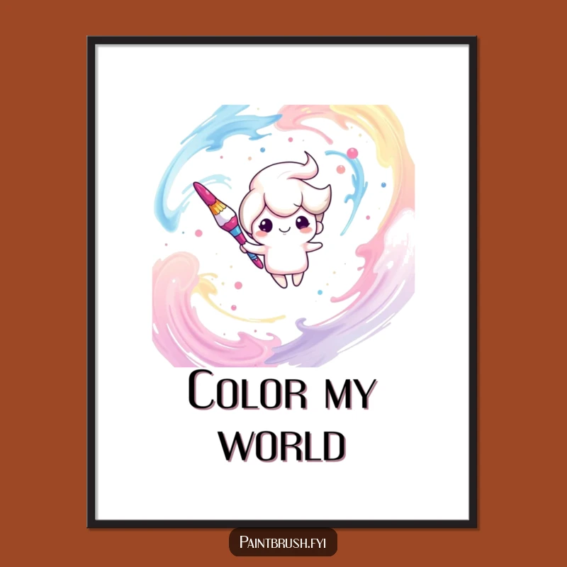 Funny Dreamy Paintbrush Digital Art: Instant Whimsical Decor, Creative Download