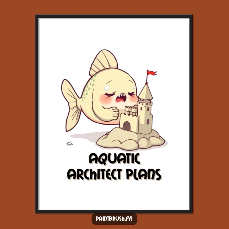 Funny Fish Sculptor Digital Art Print: Instant Artistic Determination for Your Walls