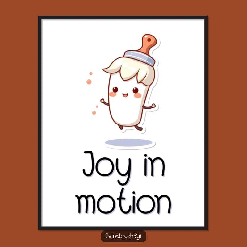 Funny Paintbrush Art Print: Joyful Spin, Creative Decor, Unique Funny Gift