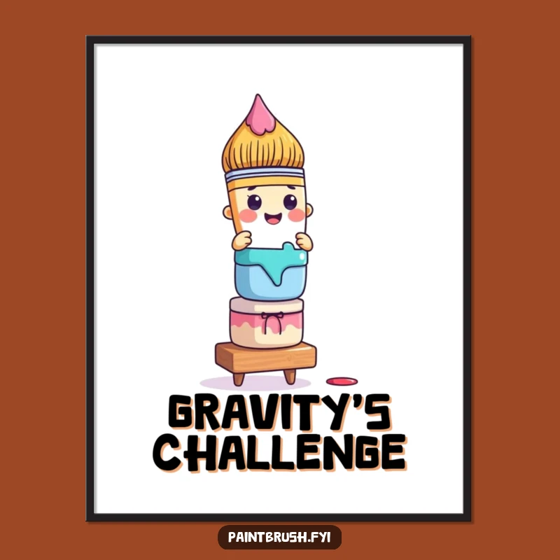 Funny Paintbrush Digital Print: Instant Art of Creative Balance