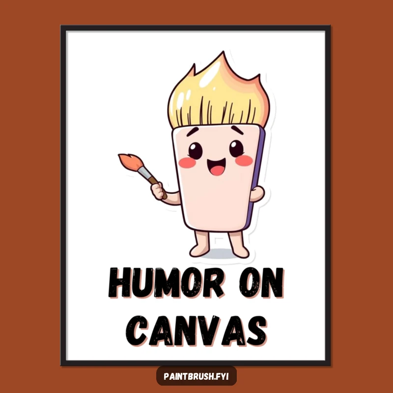 Funny Paintbrush Face Art Print - Comical Expression Digital Gift