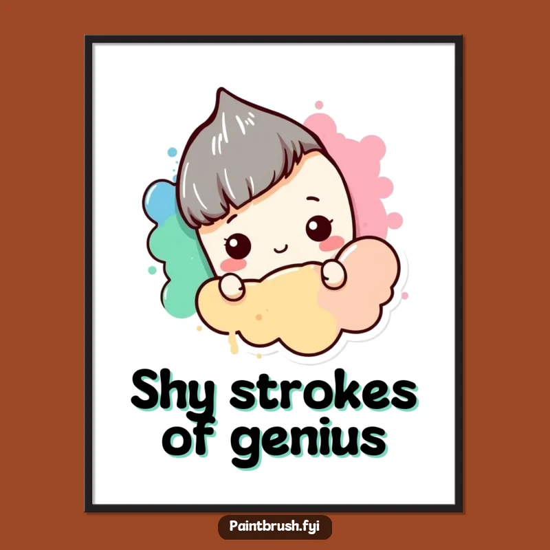 Funny Shy Paintbrush Digital Print: Instant Charm for Introverted Spaces