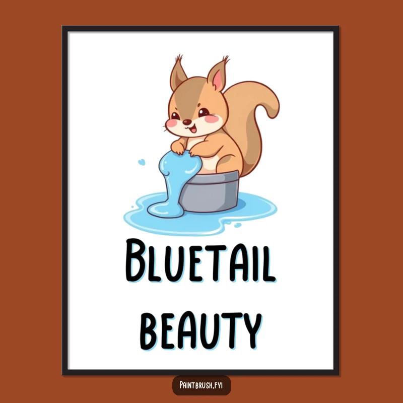 Funny Squirrel Blue Tail Digital Print - Instant Hilarious Wall Decor