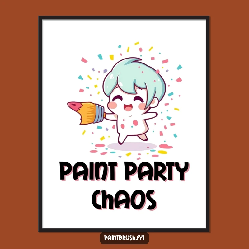 Funny Tripping Paintbrush Art Print - Confetti Burst Digital Gift