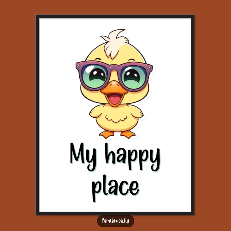 Funny Duckling Party Digital Art: Joyous Character Print for Smiles